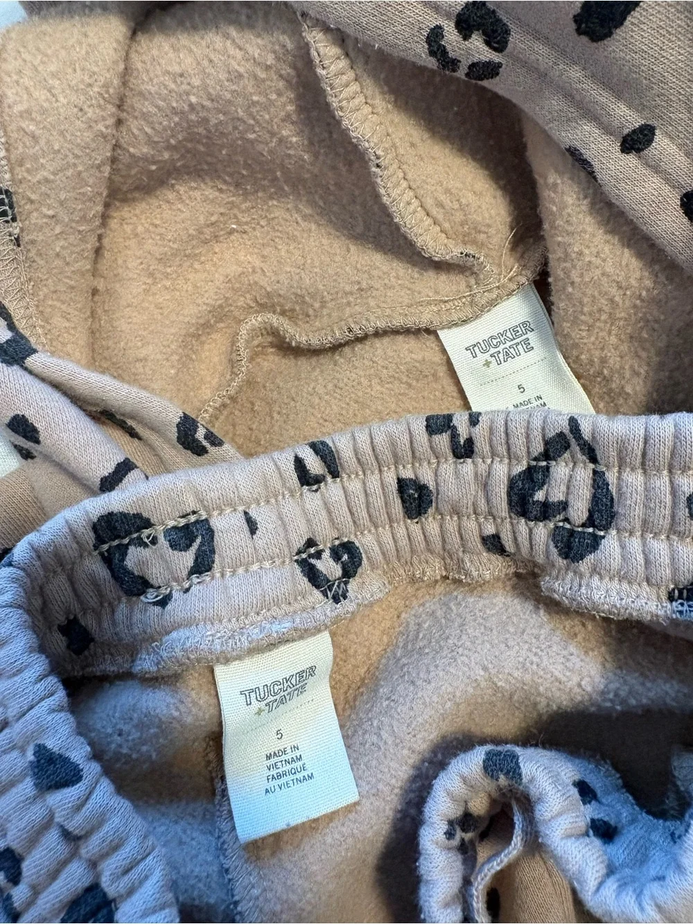 Tucker + Tate Tan Leopard Heart Print Hooded Pajama Set